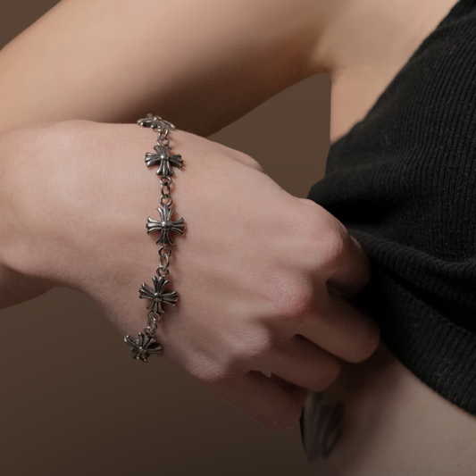 Brazalete plata, cruz Follow God